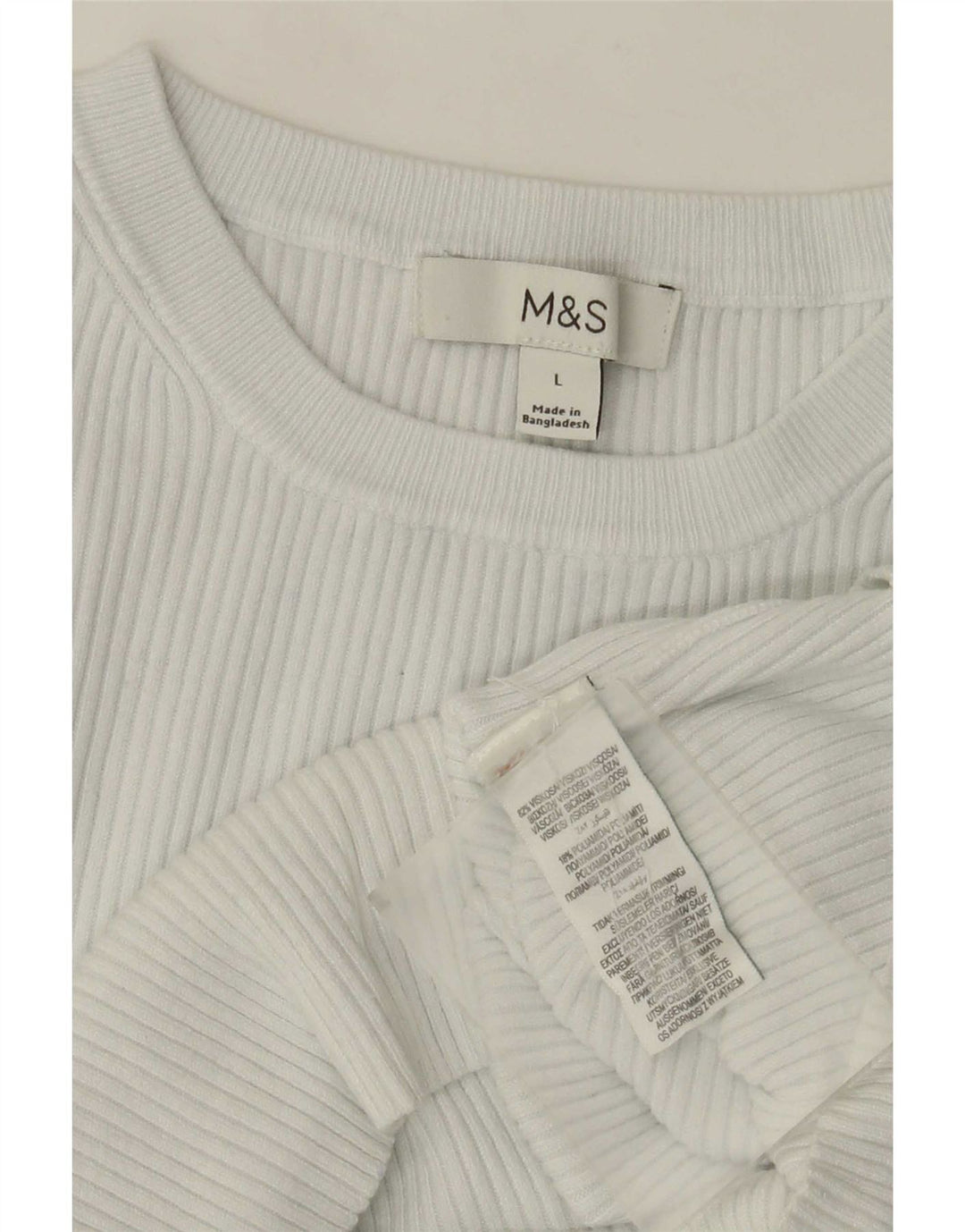Marks & Spencer Damen T-Shirt Top UK 14 Large Weiße Viskose