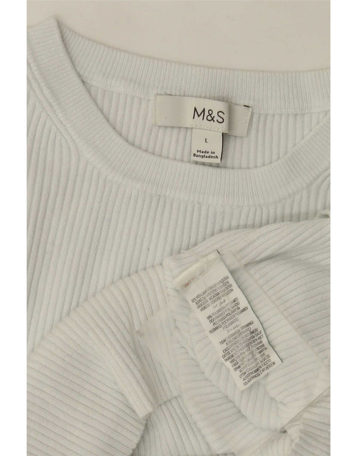 Marks & Spencer Damen T-Shirt Top UK 14 Large Weiße Viskose