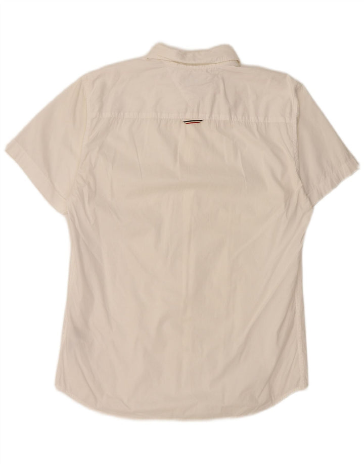 Tommy Hilfiger Herren Kurzarm-Slim-Fit-Hemd aus mittelweißer Baumwolle