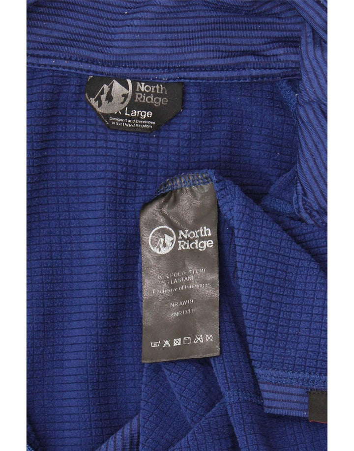 North Ridge Herren-Pullover-Trainingsanzugoberteil mit Reißverschluss und Halsausschnitt, groß, blau gestreift