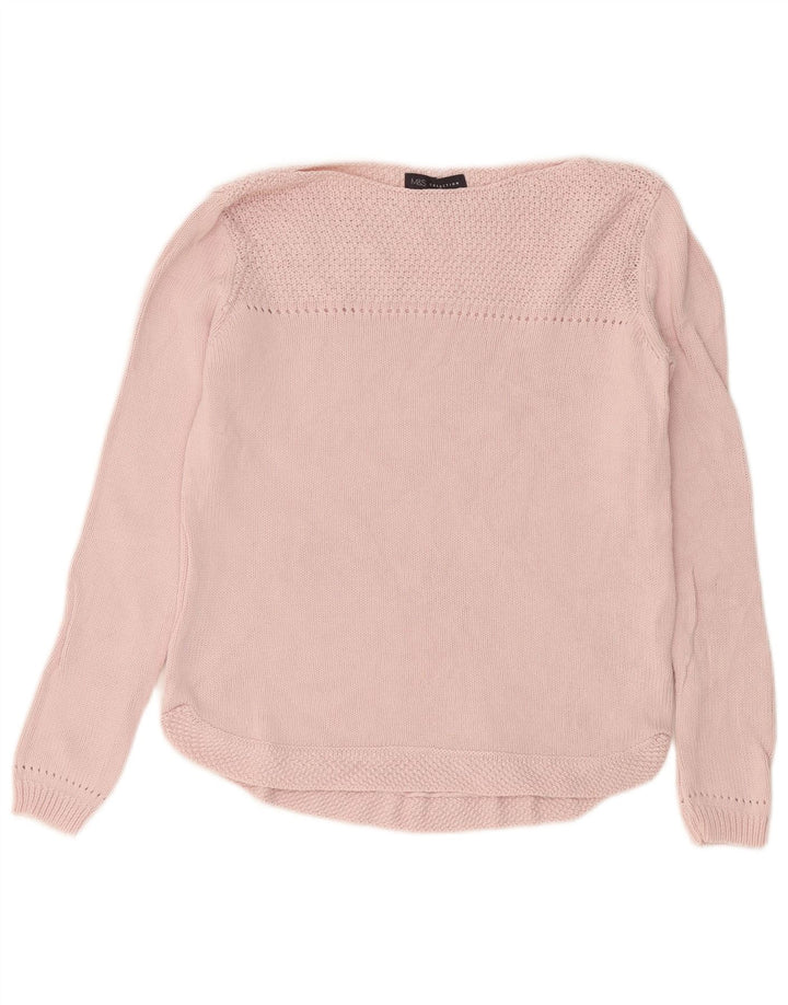 Marks & Spencer Damen-Pullover in Übergröße mit U-Boot-Ausschnitt, Gr. 10, Größe S, Rosa