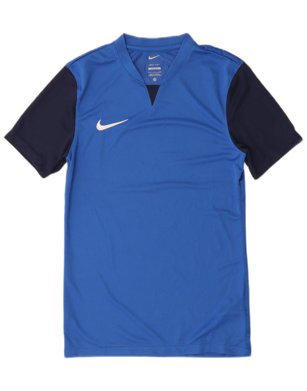 Nike Mens Dri Fit Slim Fit T-Shirt Top Small Blue Colourblock Polyester
