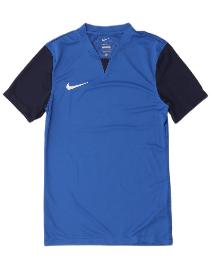 Nike Herren Dri Fit Slim Fit T-Shirt-Oberteil, kleines blaues Farbblock-Polyester