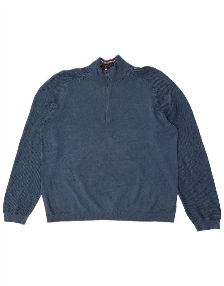Ted Baker Herren-Pullover mit Reißverschluss am Hals, Größe 6 2XL, blaue Viskose