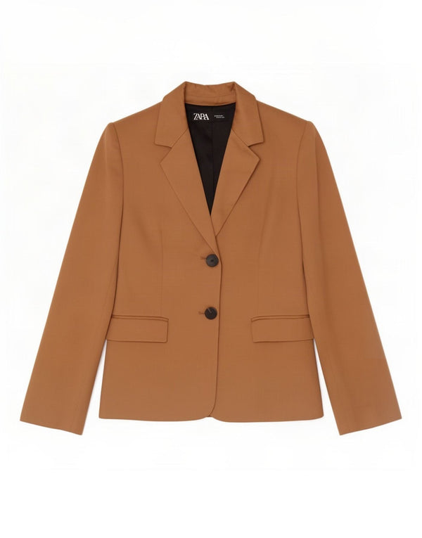 Marks & Spencer Damen 2-Knopf-Blazerjacke UK 4 XS Braune Viskose