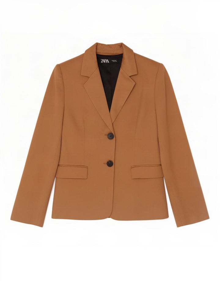 Marks & Spencer Damen 2-Knopf-Blazerjacke UK 4 XS Braune Viskose