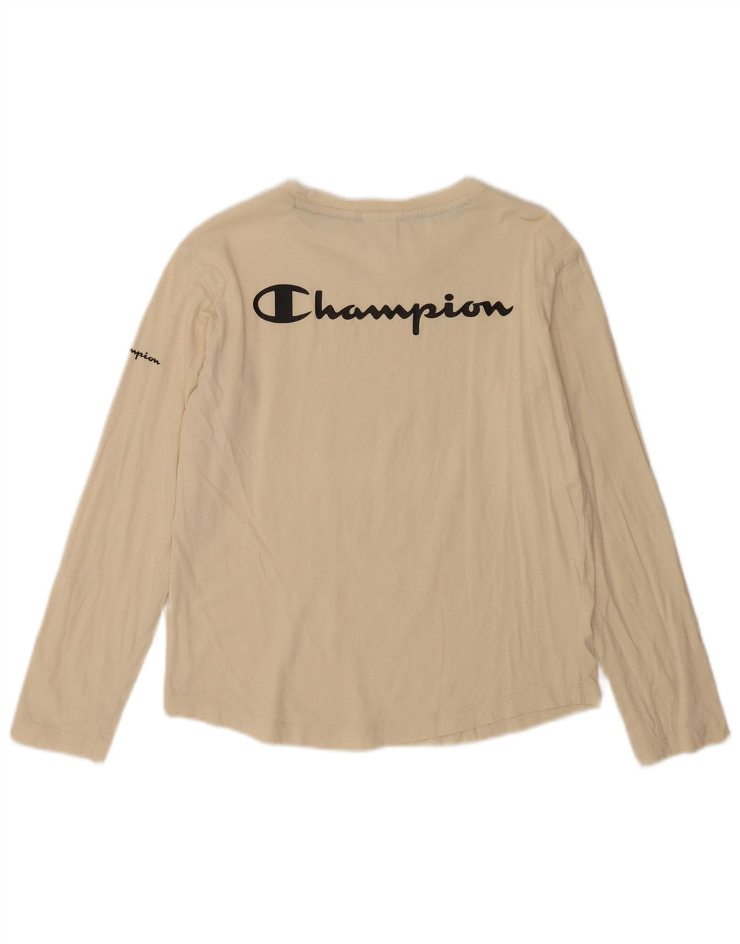Champion Womens Graphic Top Langarm UK 10 Small Off White
