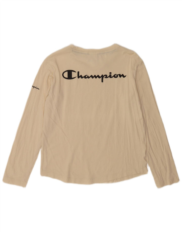 Champion Womens Graphic Top Langarm UK 10 Small Off White