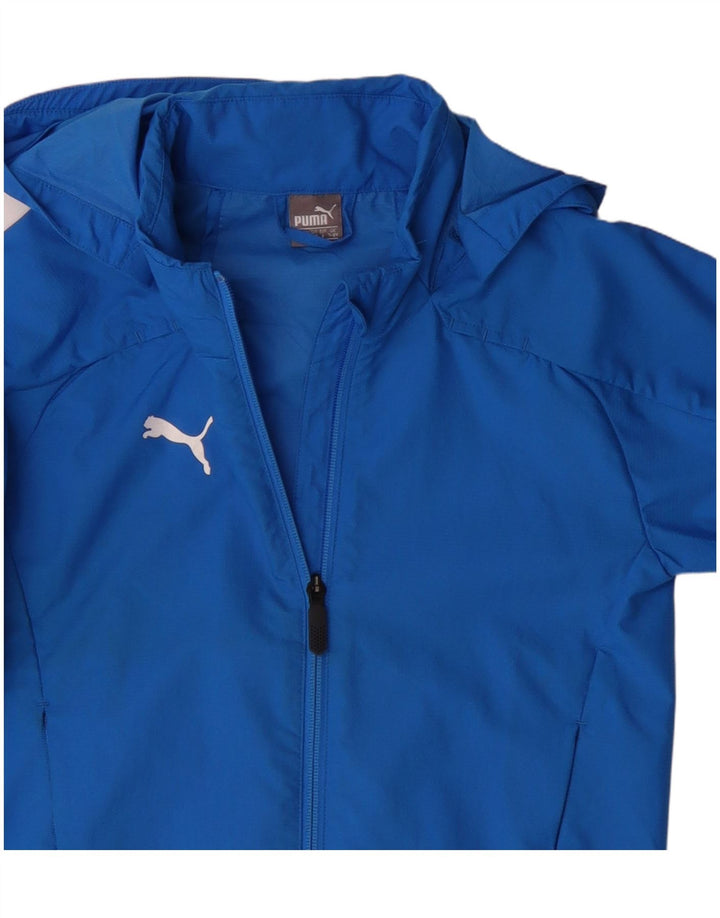 Puma Jungen Regenjacke mit Kapuze, 7–8 Jahre, blaues Polyester