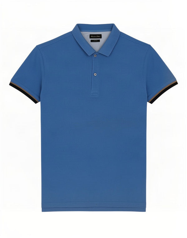 Massimo Dutti Mens Slim Fit Polo Shirt XL Blue Cotton
