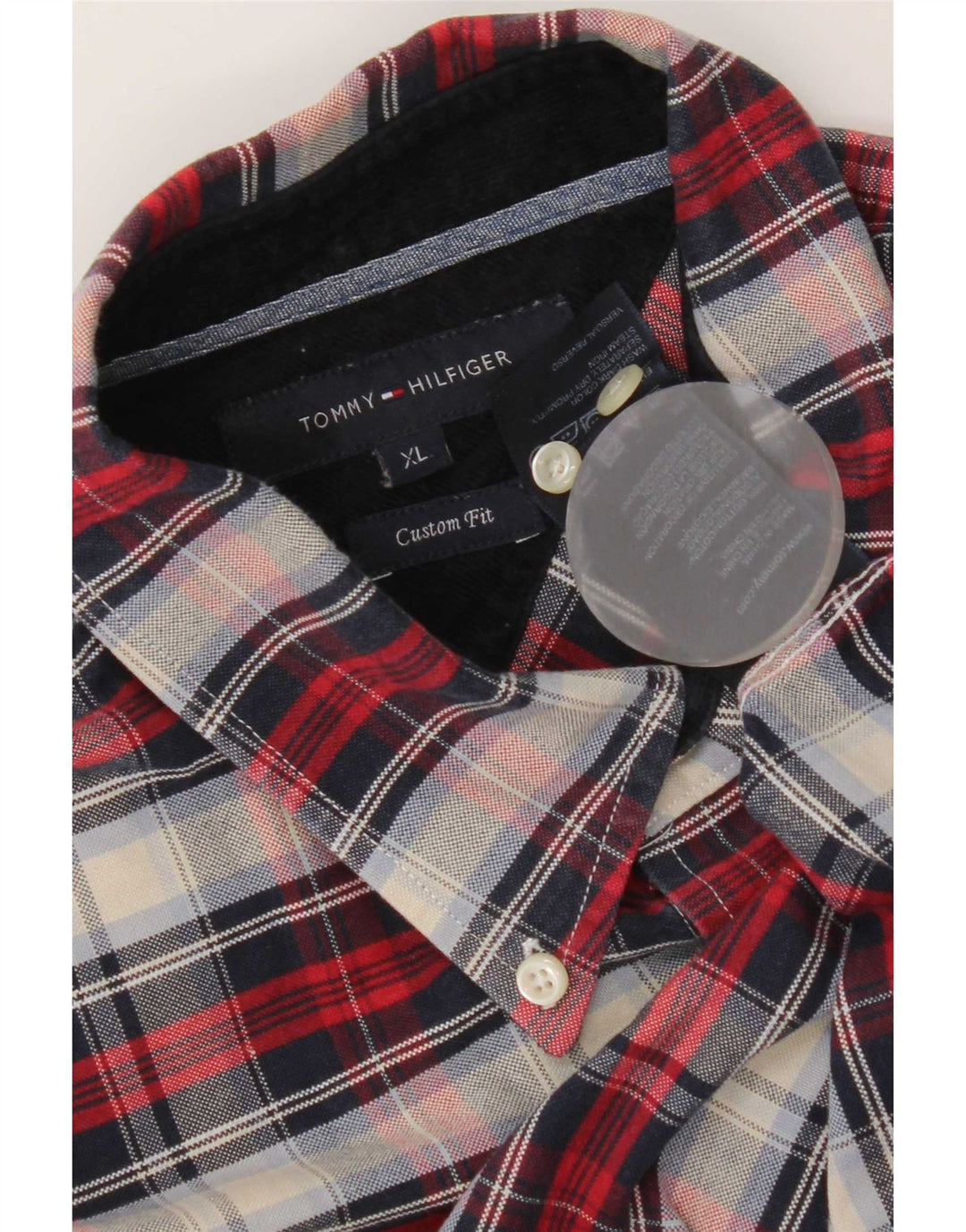 Tommy Hilfiger Herren Custom Fit Hemd XL Mehrfarbig kariert Baumwolle