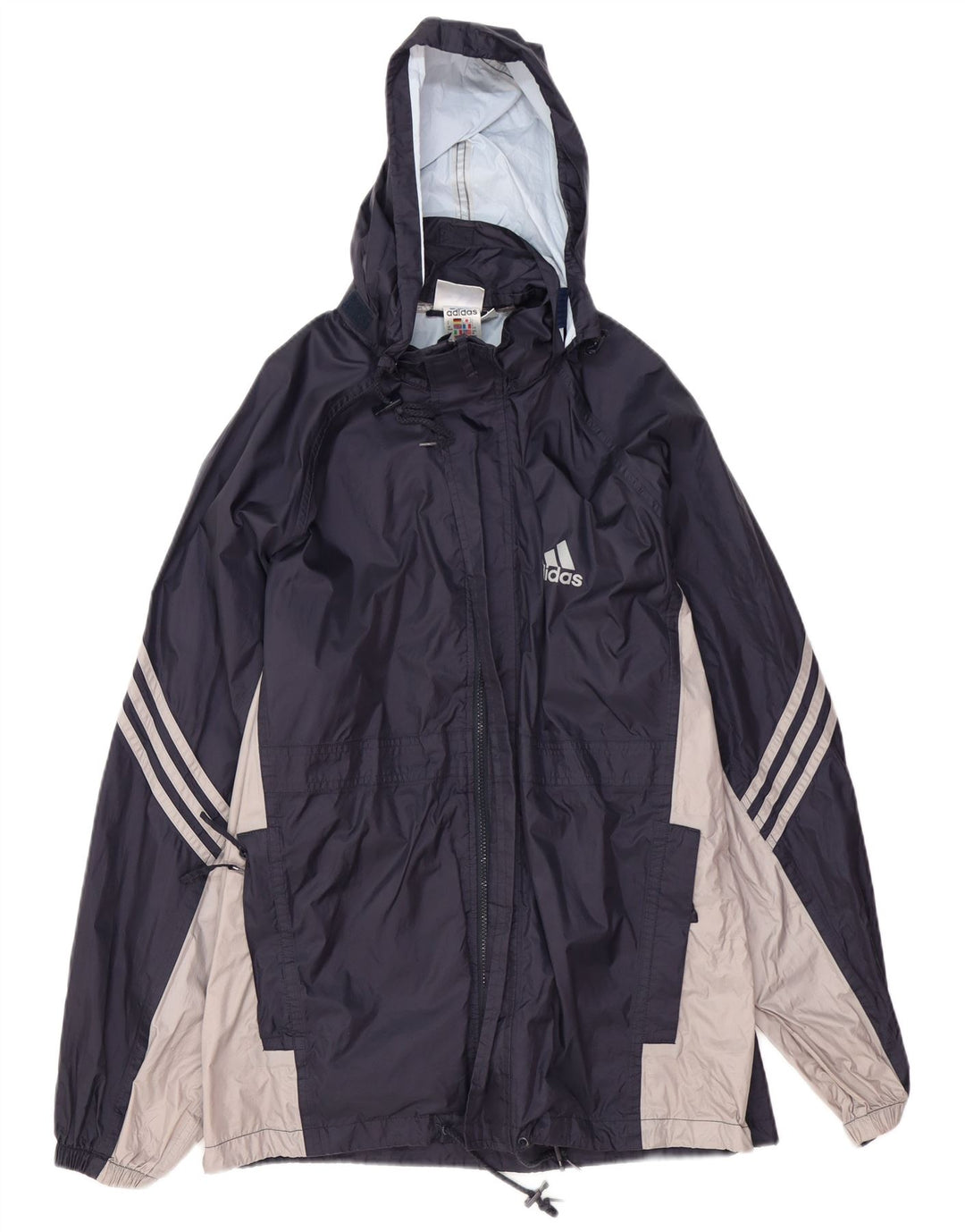 ADIDAS Herren-Regenjacke mit Kapuze, UK 38/40, mittleres Marineblau, Farbblock