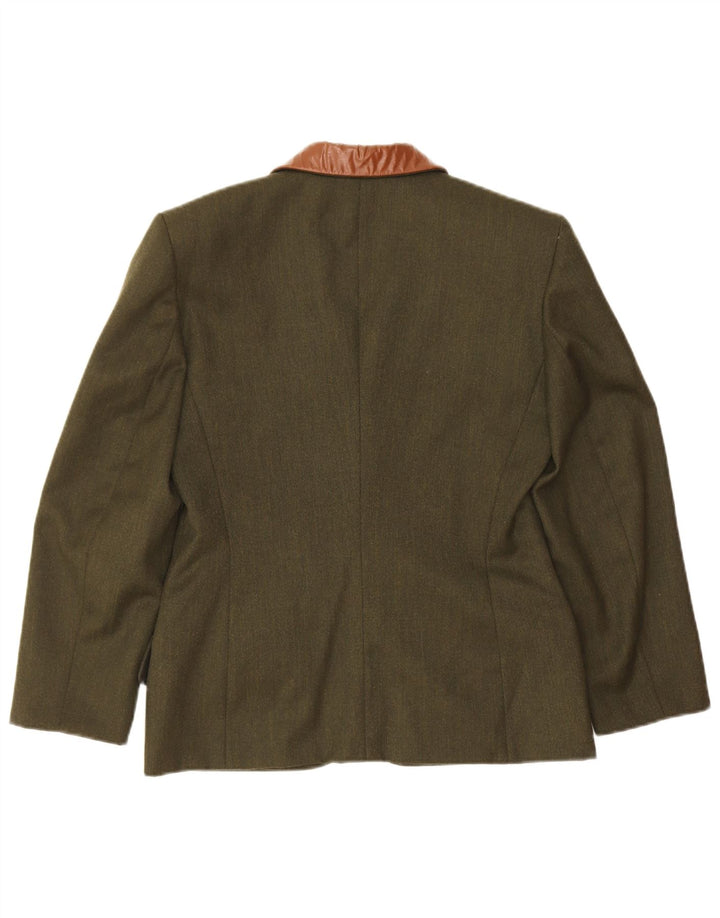 Vintage Damen 4-Knopf-Blazerjacke IT 42 Mittelgrüner Farbblock