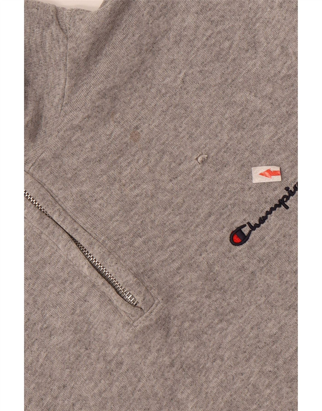 Champion Herren-Sweatshirt mit Reißverschluss am Hals, mittelgrau gesprenkelte Baumwolle