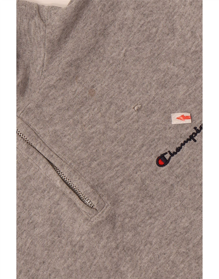 Champion Herren-Sweatshirt mit Reißverschluss am Hals, mittelgrau gesprenkelte Baumwolle