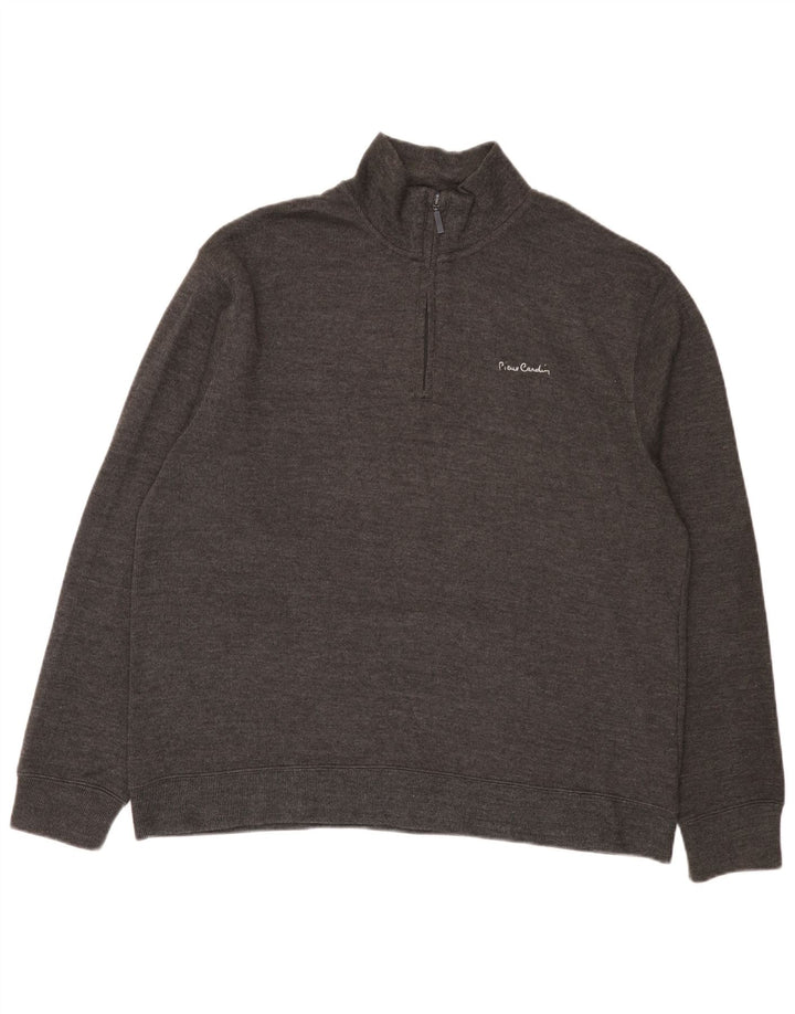 Pierre Cardin Herren-Sweatshirt mit Reißverschluss am Hals, 2XL, graue Baumwolle