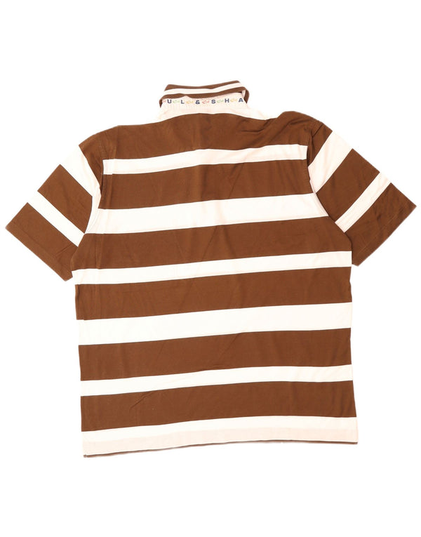Paul & Shark Herren Yachting Poloshirt Große braun gestreifte Baumwolle