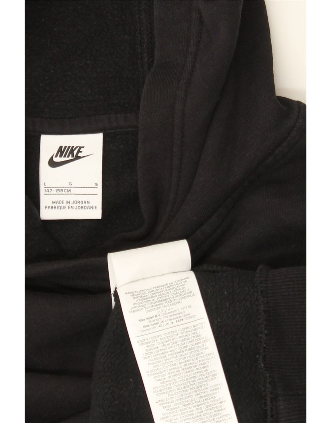 NIKE Kapuzenpullover für Jungen, 12–13 Jahre, Größe L, Schwarz, Baumwolle