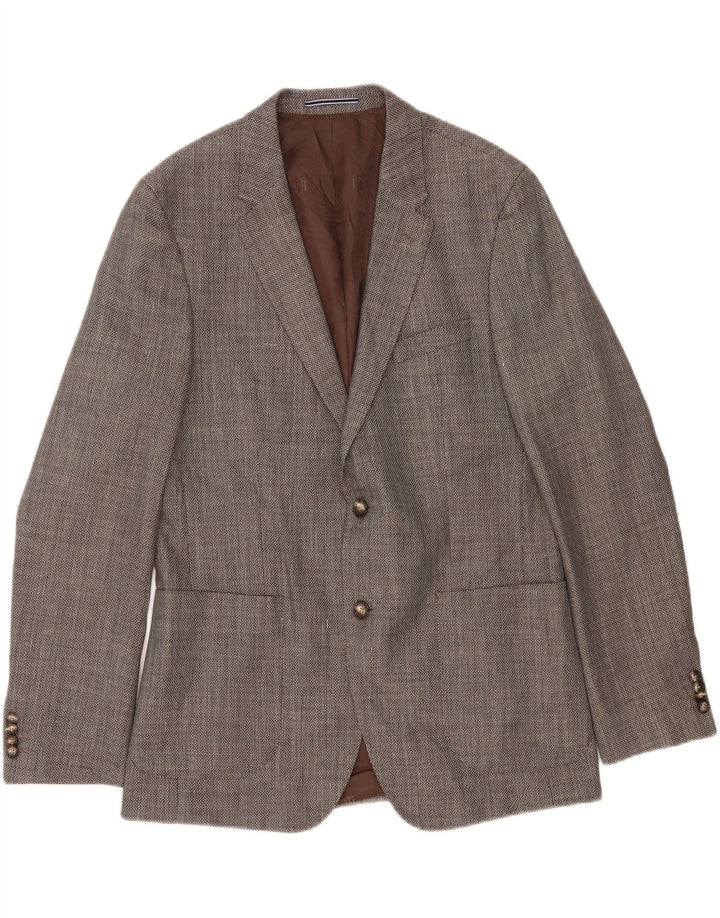 TOMMY HILFIGER Herren maßgeschneiderte 2-Knopf-Blazerjacke IT 52 XL graue Wolle