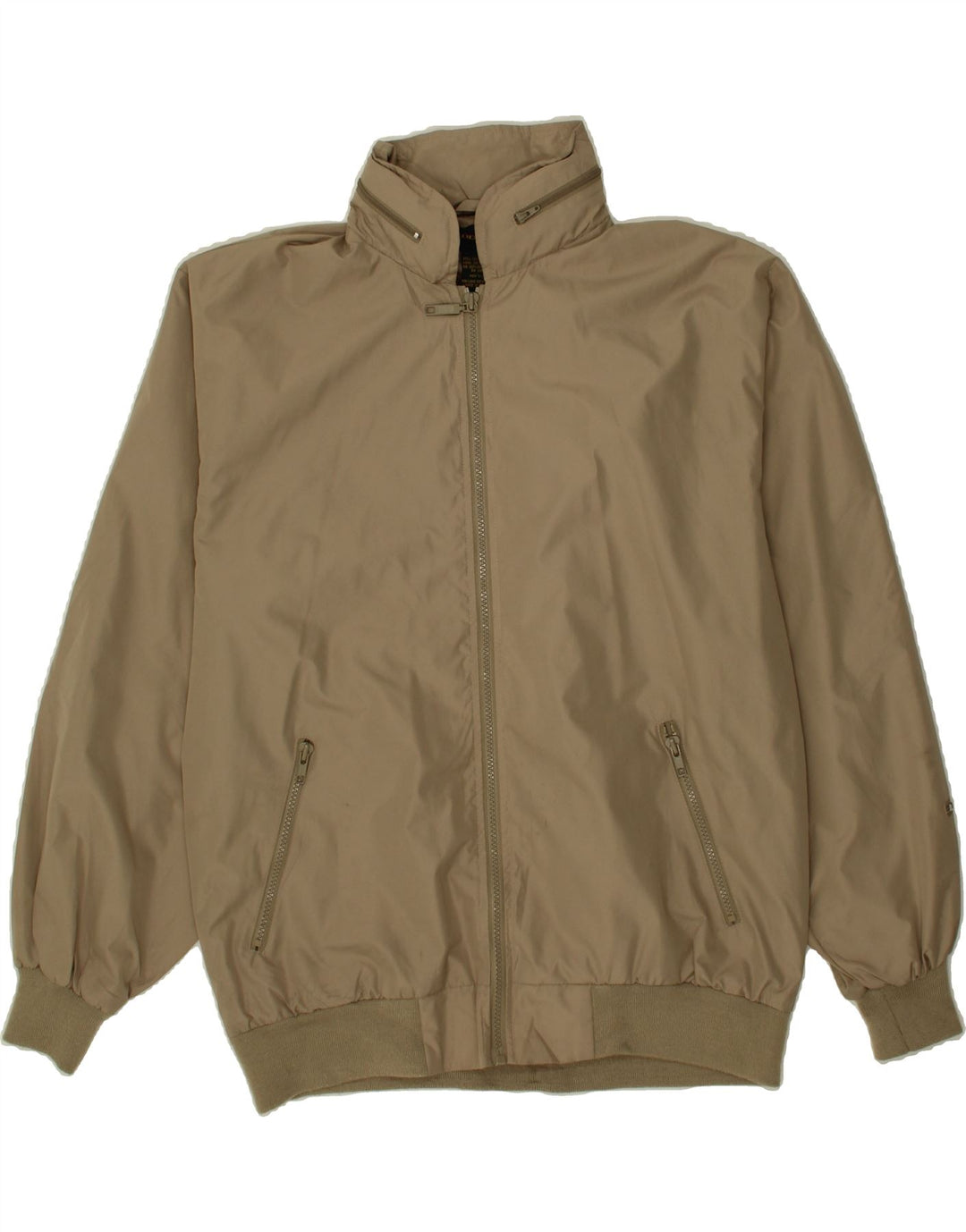 IZOD Mens Hooded Bomber Jacket UK 38 Medium Khaki Polyester Vintage Izod and Second-Hand Izod from Messina Hembry 