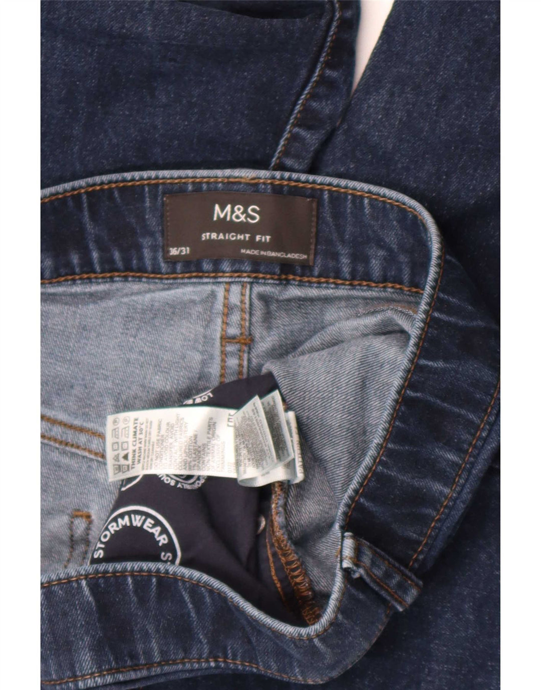 Marks & Spencer Herren Straight Jeans W36 L28 Marineblaue Baumwolle