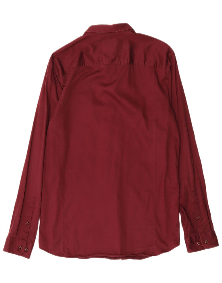 Jack & Jones Herrenhemd, Größe 40, mittlere Burgunderrote Baumwolle