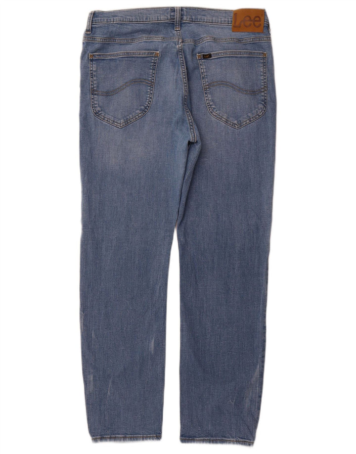 LEE Herren Rider Cropped Jeans W34 L28 Blaue Baumwolle