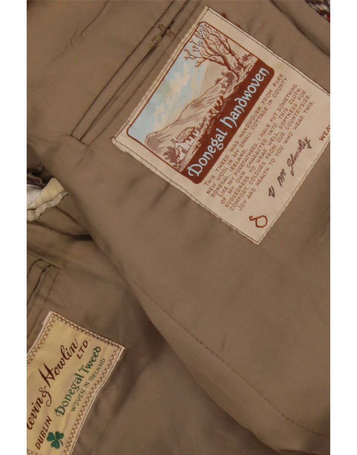 Vintage Herren 2-Knopf-Blazerjacke UK 38 Mittelbraun mit Fischgrätenmuster