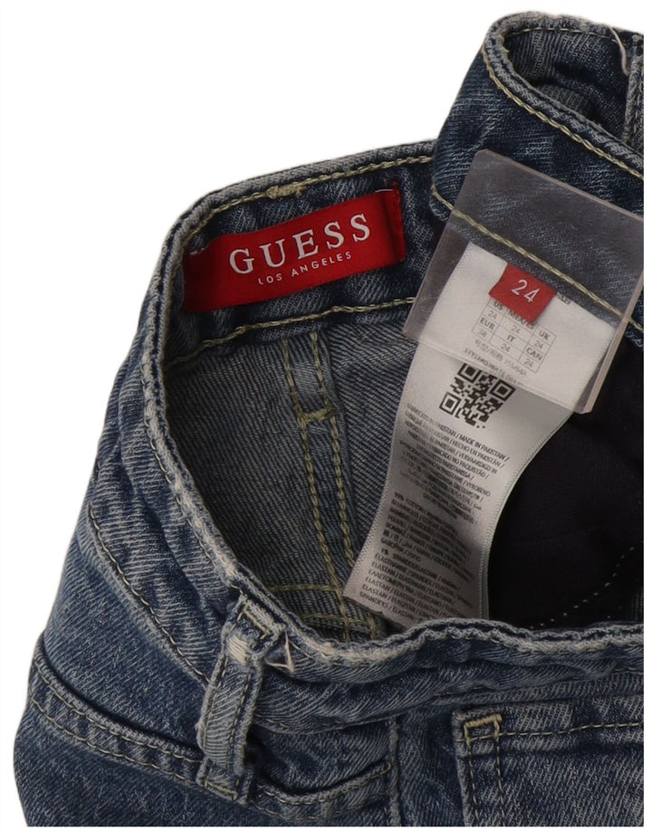 Guess Damen Straight Jeans W24 L29 Blaue Baumwolle