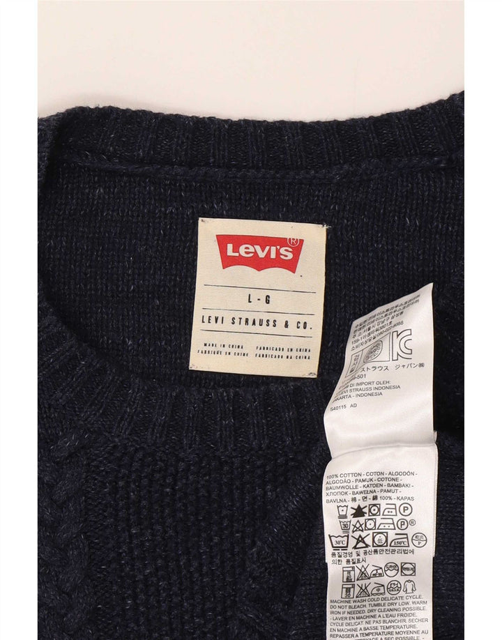Levi's Herren-Pullover mit Rundhalsausschnitt, groß, marineblaue Baumwolle