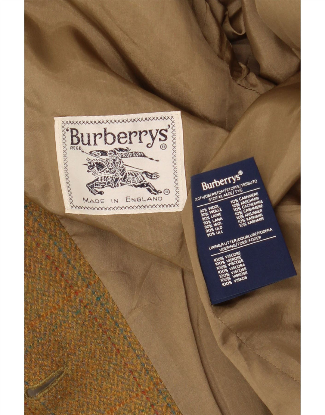 BURBERRY Damen 2-Knopf-Blazerjacke UK 12 Mittelbeige karierte Wolle