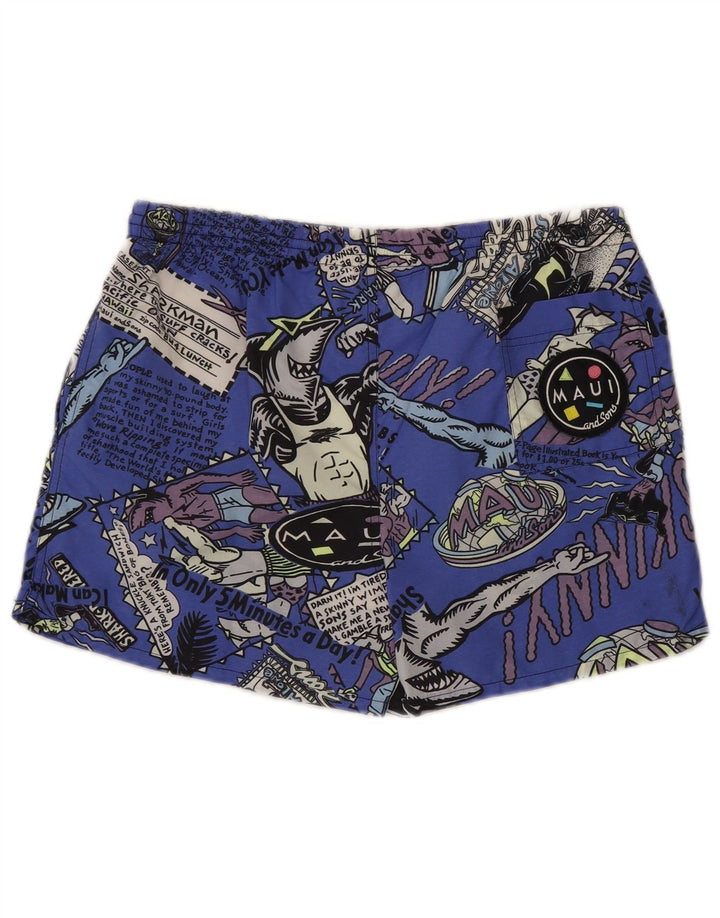 Maui and Sons Herren-Badeshorts mit Grafik, mittelblaues Nylon