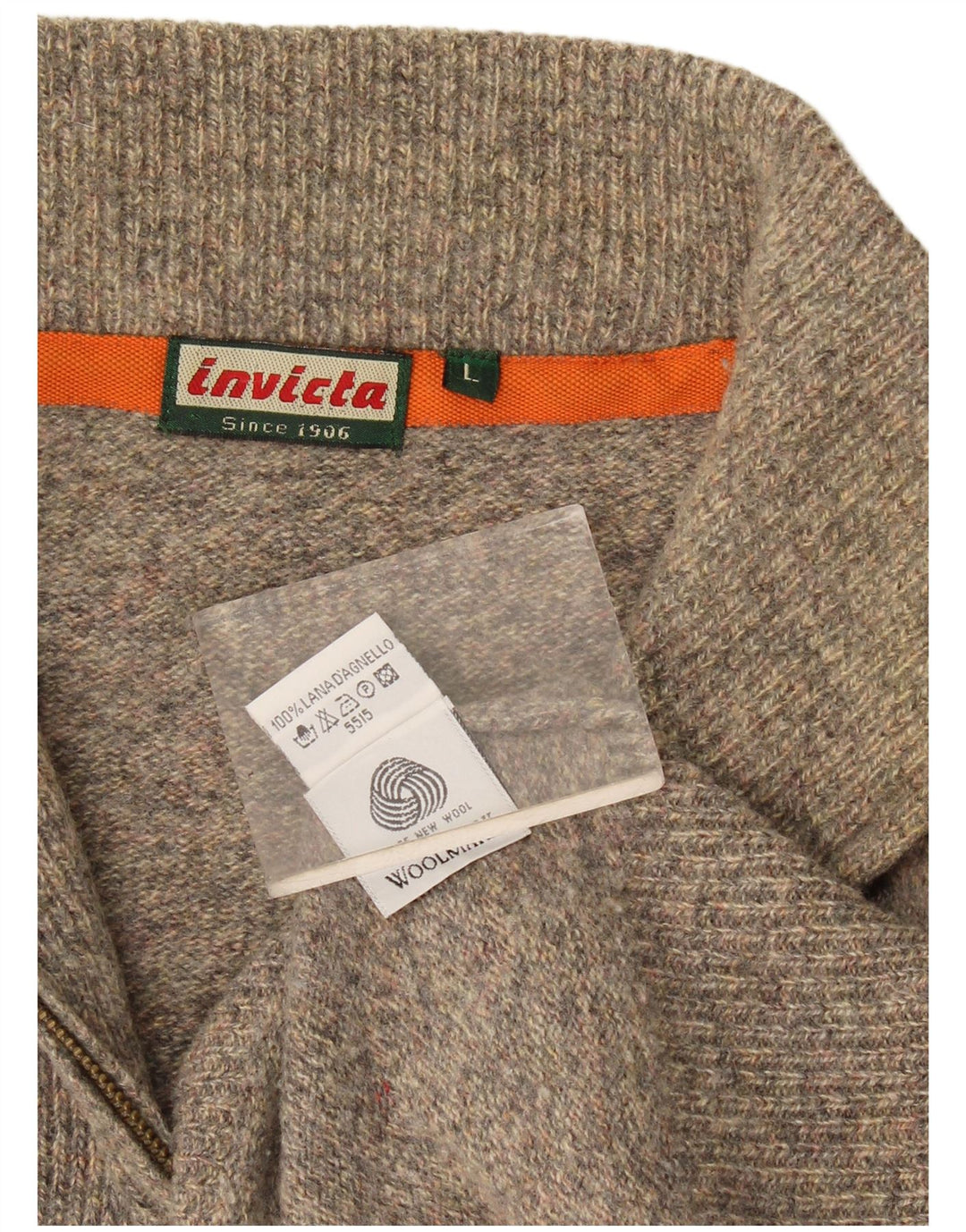 Invicta Herren-Pullover mit Reißverschluss am Hals, große grau gesprenkelte Wolle