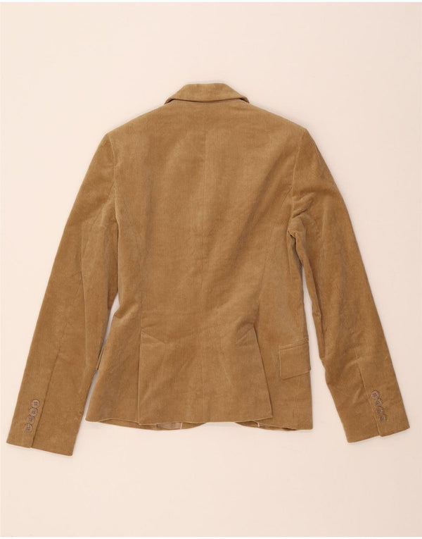 ZARA Damen 2-Knopf-Blazer aus Cord, EU 38, kleine braune Baumwolle