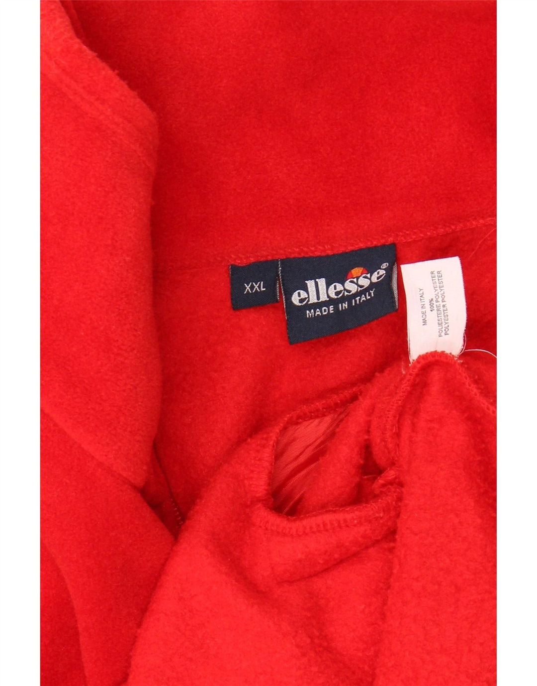 ELLESSE Herren-Fleecepullover mit Reißverschluss am Hals, 2XL, rotes Polyester