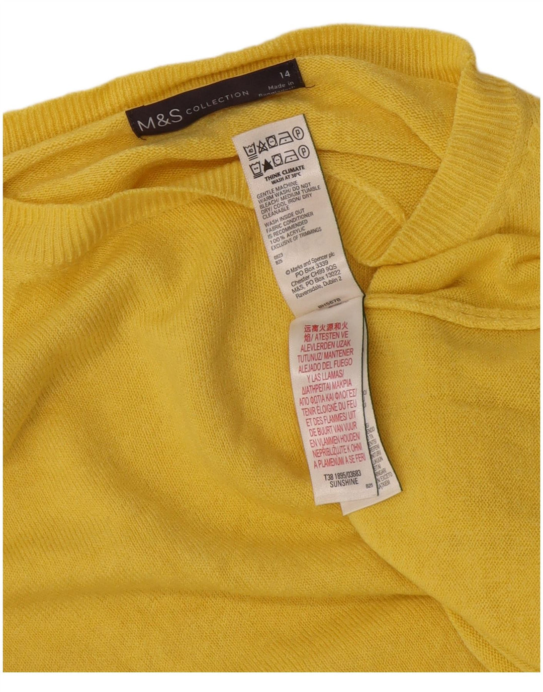 Marks & Spencer Damen-Pullover mit U-Boot-Ausschnitt, Gr. 14, Mittelgelb