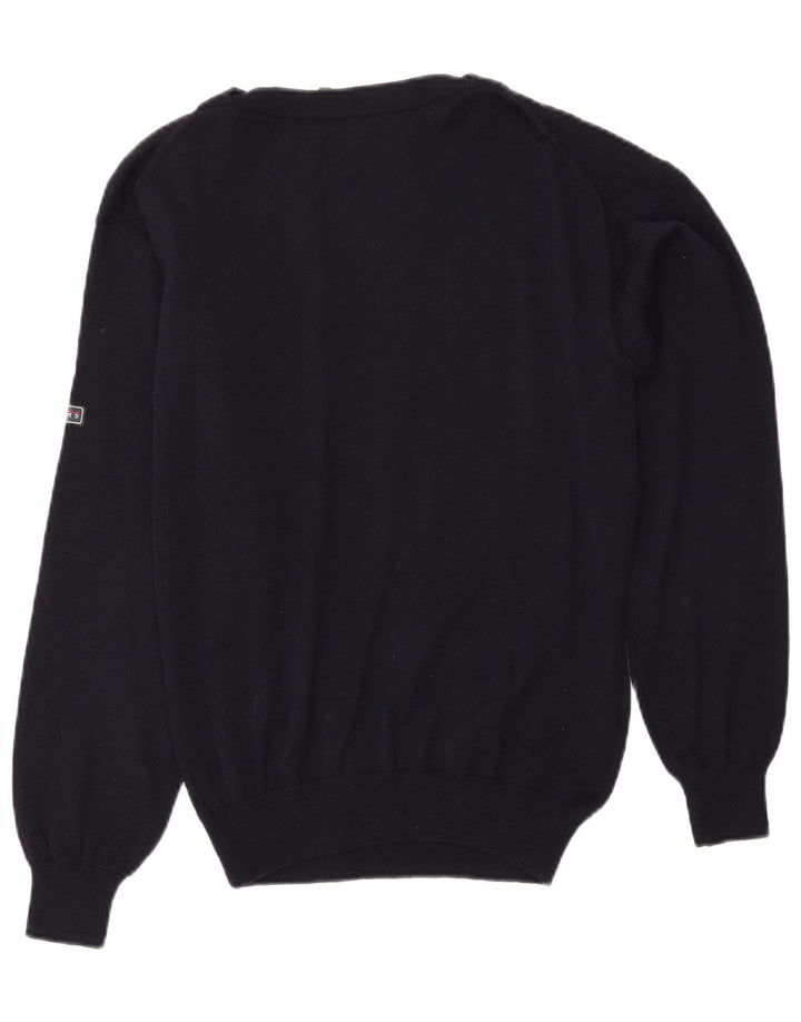 VINTAGE Herren-Pullover mit U-Boot-Ausschnitt, mittleres Marineblau