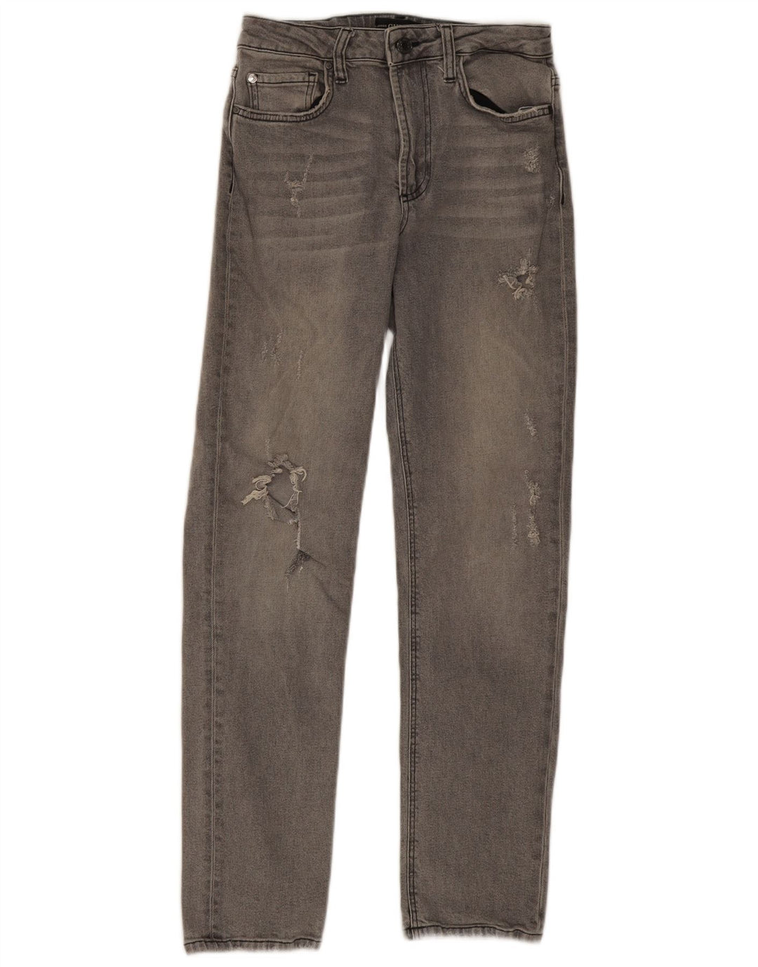 Guess Damen Distressed Straight Skinny Jeans W27 L28 Graues Polyester