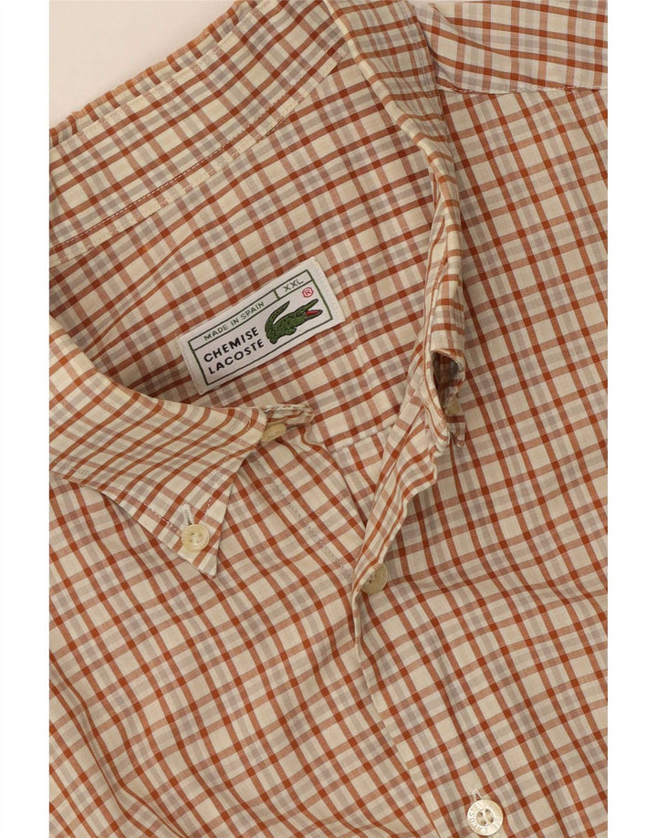 Lacoste Herren Kurzarmhemd 2XL Braun kariert