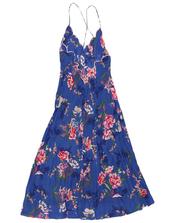 Marks & Spencer Damen Autograph Sommerkleid UK 12 Mittelblaues Blumenmuster