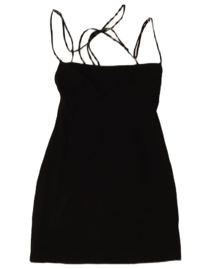 Zara Damen schulterfreies Minikleid UK 14 Medium Schwarz
