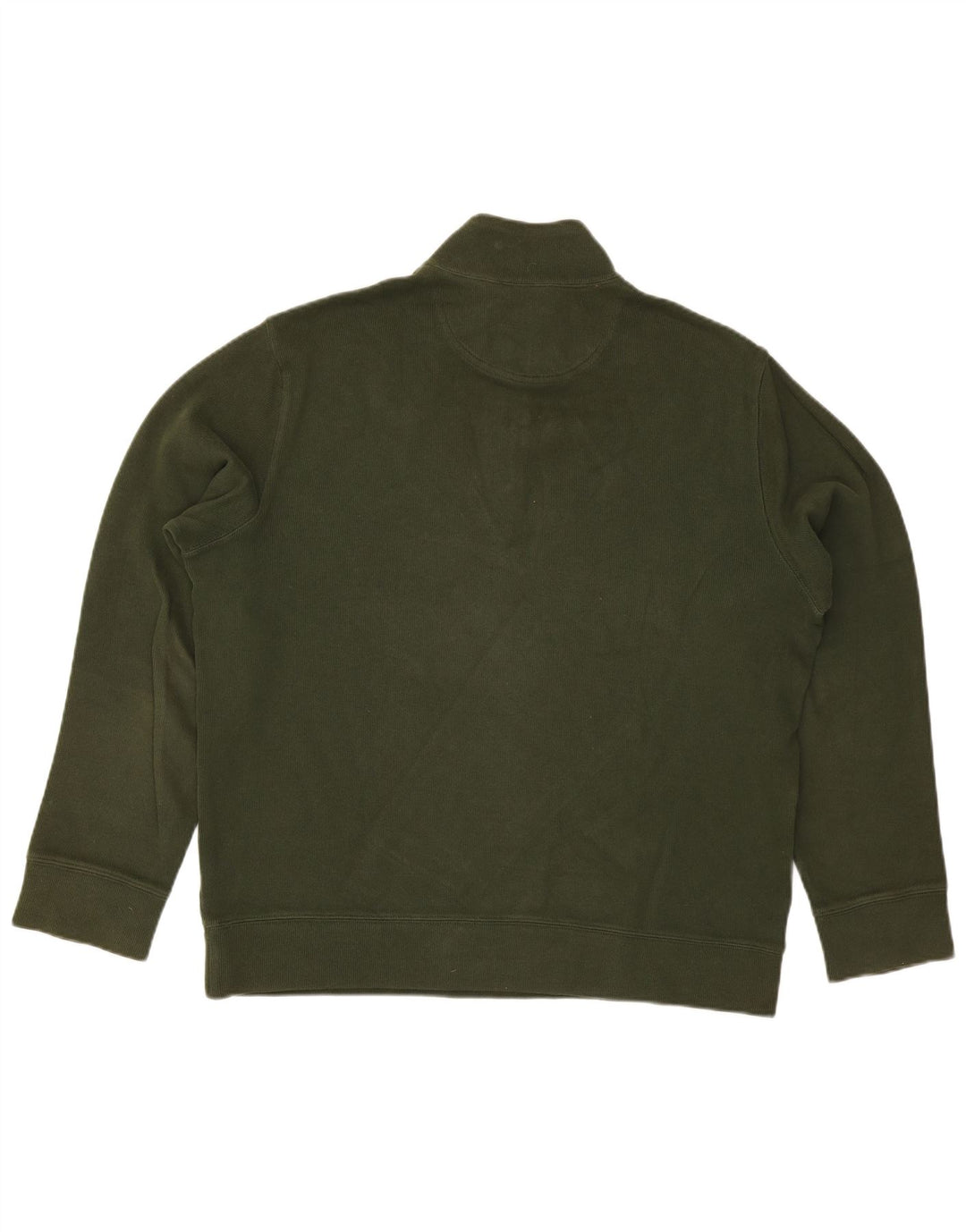 Lands End Herren-Pullover mit Reißverschluss am Hals, große grüne Baumwolle