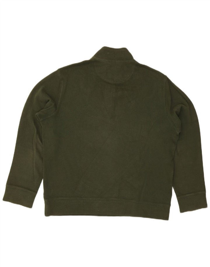 Lands End Herren-Pullover mit Reißverschluss am Hals, große grüne Baumwolle