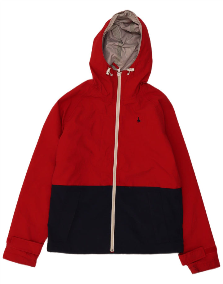 Jack Wills Herren-Regenjacke mit Kapuze, UK 36, Small, rotes Colourblock-Nylon