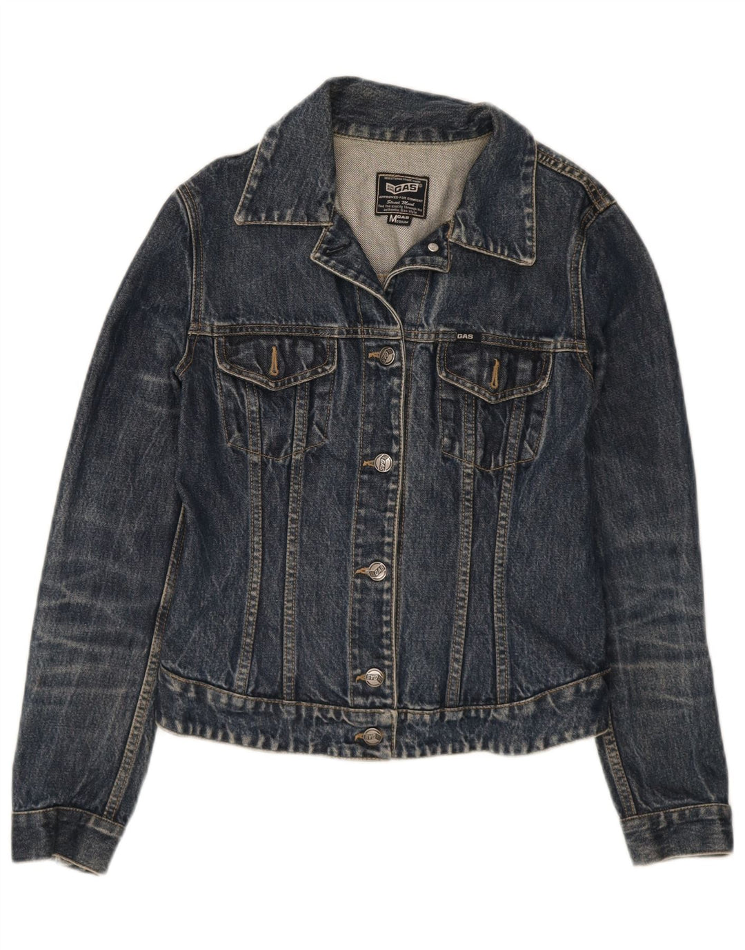 Gas Damen Jeansjacke UK 12 Medium Marineblau Baumwolle
