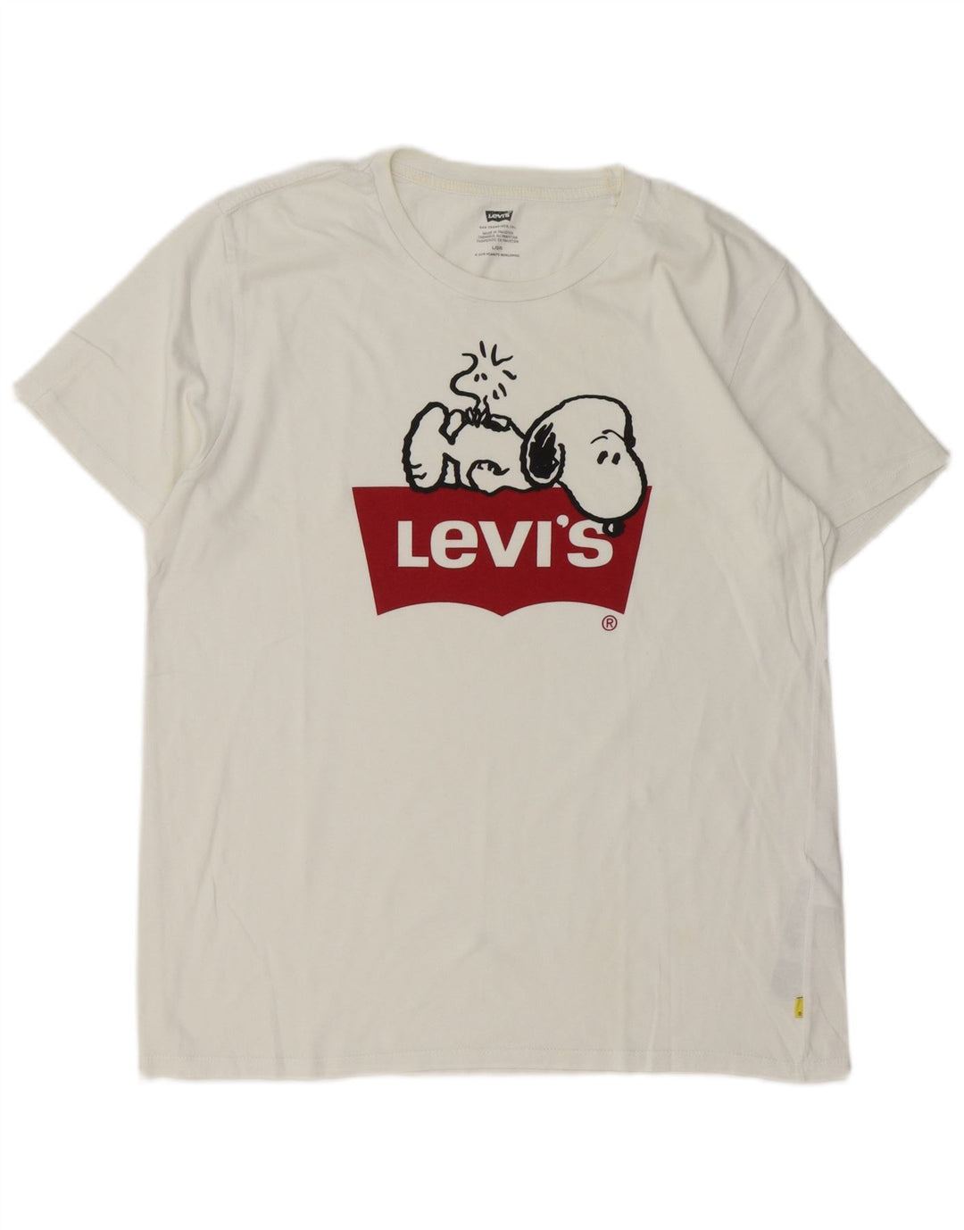 Levi's Herren-T-Shirt mit Peanuts-Grafik, Größe L, aus weißer Baumwolle