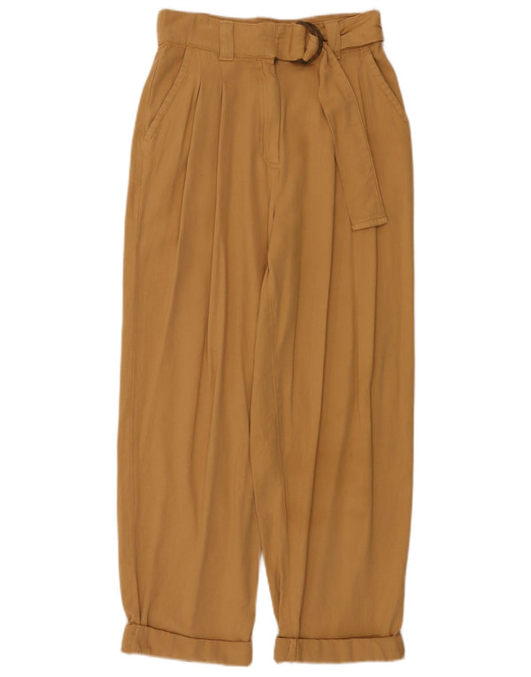 Topshop Damen-Hose mit hoher Taille, kurz geschnitten, UK 8, Größe S, W26, L25, Beige