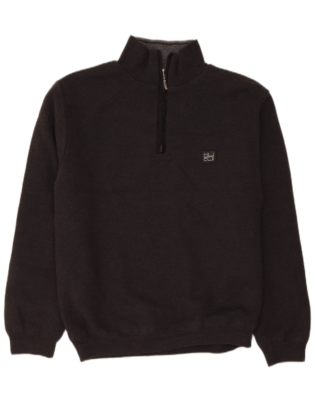 Vintage Herren-Pullover mit Reißverschluss, große schwarze Wolle
