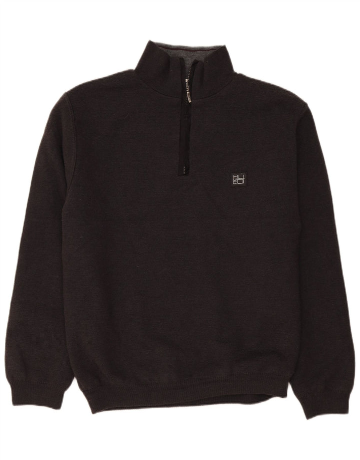 Vintage Herren-Pullover mit Reißverschluss, große schwarze Wolle