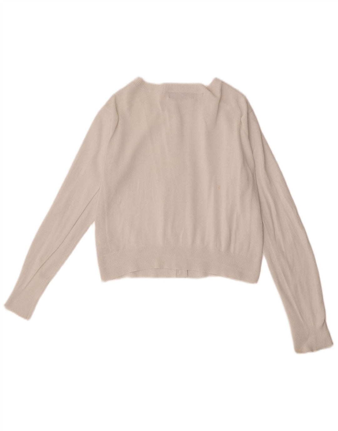 Marks & Spencer Damen Crop Cardigan Pullover UK 10 Small Weiße Baumwolle